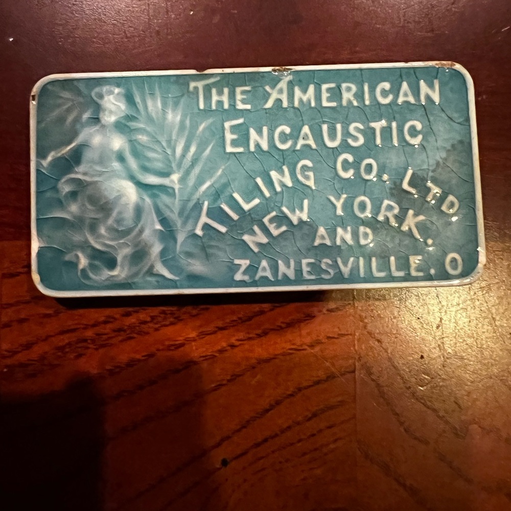 Vintage American Encaustic Tiling Co. Dated 1907 calendar paperweight Tile